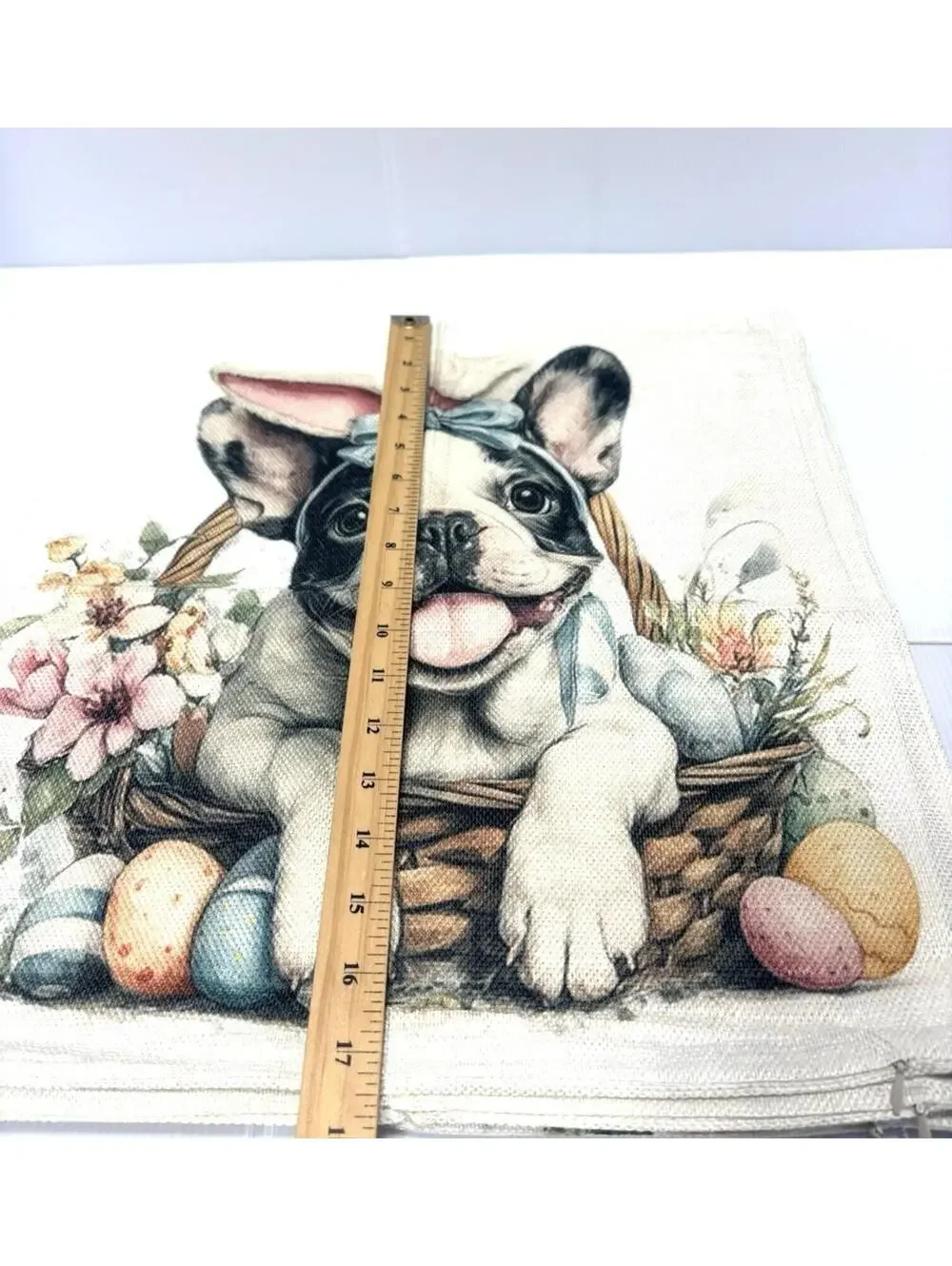 4pc Easter French Bulldog Cushion Covers Pillow Cases Spring Puppy Decor NWOT